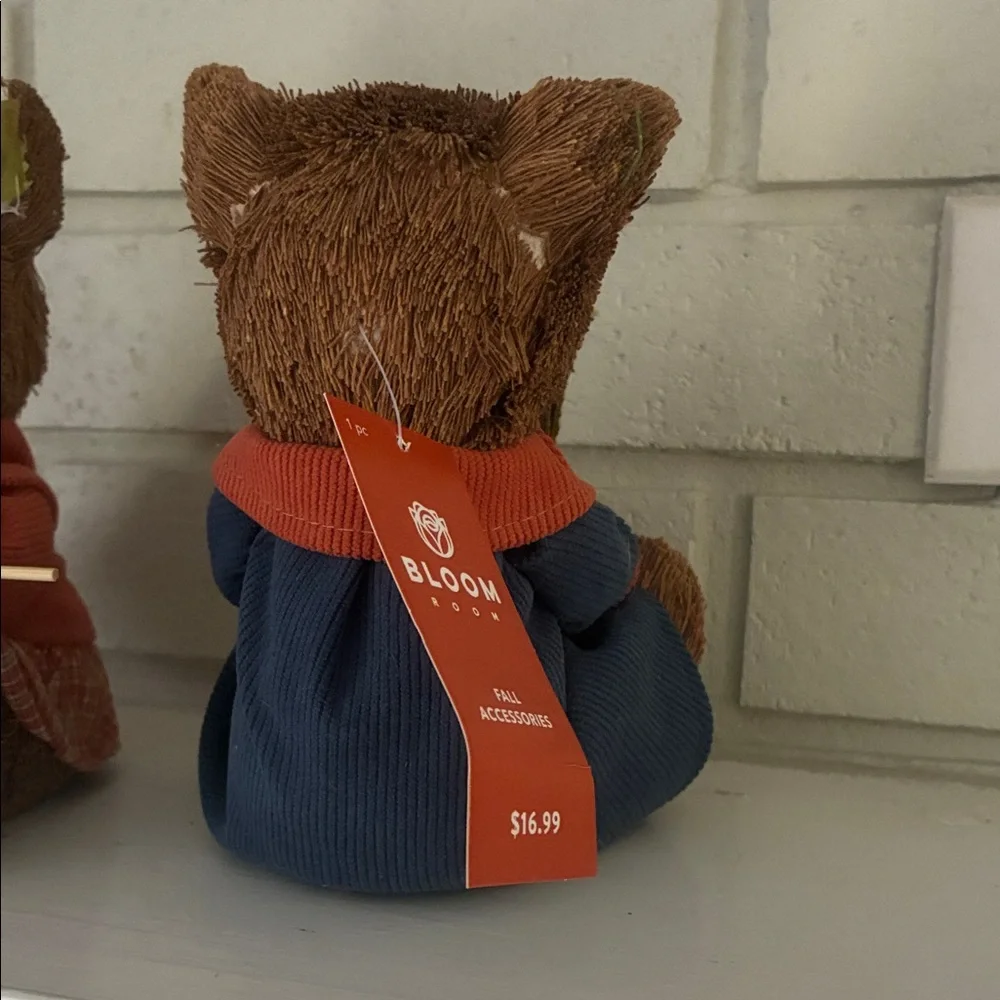 Holiday Fox Figurines with Green and Red Accents